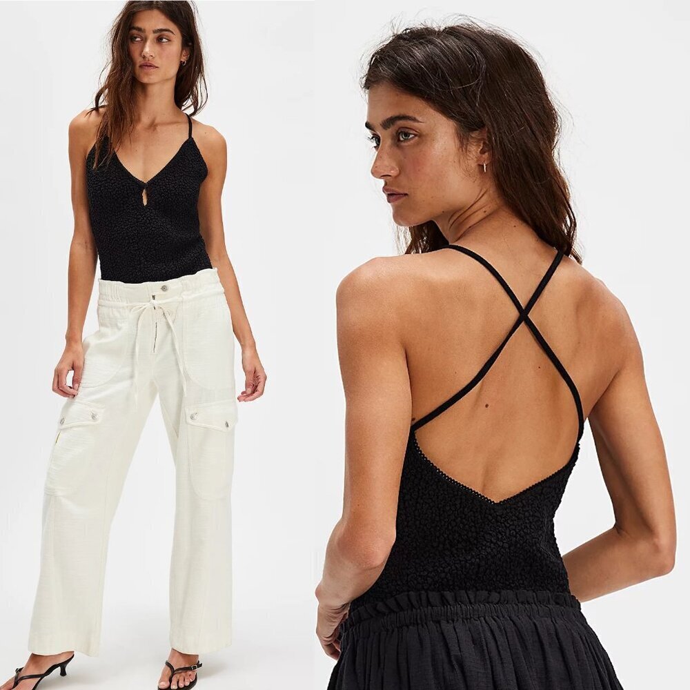 NWT New Free People Seaside Black Bodysuit Size S